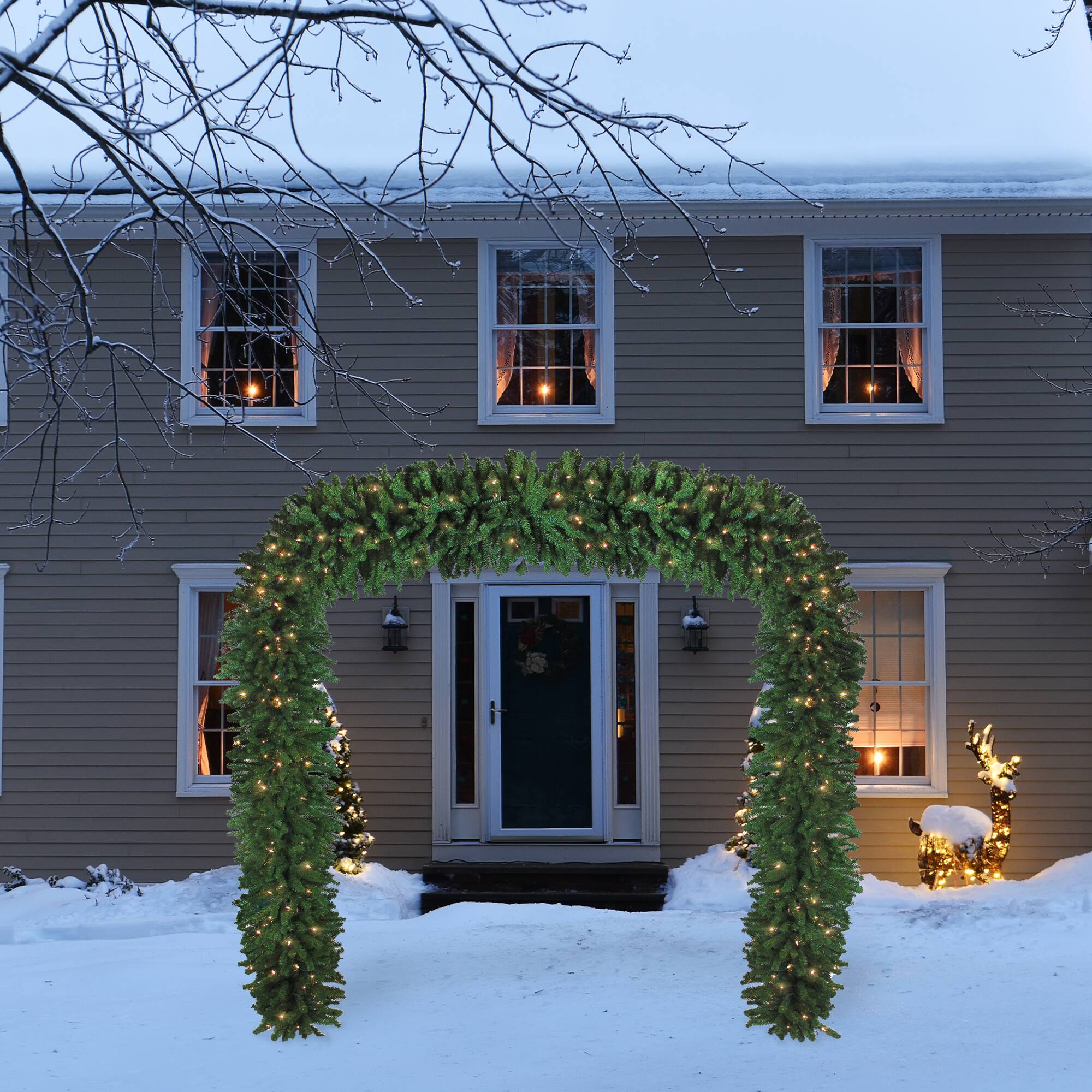 9ft. Pre-Lit Pine Artificial Christmas Archway Decoration, Clear Lights